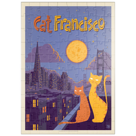Darstellung des Puzzle Motivs Cat-Francisco, Vintage Poster - Puzzleteile: 100