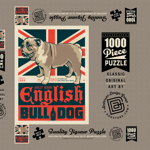 English Bulldog 1000 Puzzle Schachtel 3D Modell