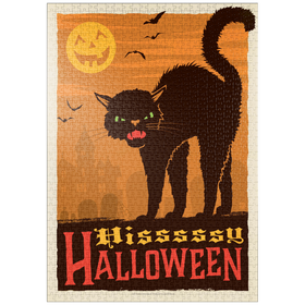 Darstellung des Puzzle-Motivs Verrücktes Halloween, Vintage Poster – Puzzleteile: 1000