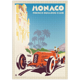 Darstellung des Puzzle-Motivs Monaco: French Bulldog Club, Vintage Poster – Puzzleteile: 1000