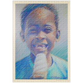 Darstellung des Puzzle-Motivs Pastell-Zeichnung: Ice Cream Kid – Puzzleteile: 1000