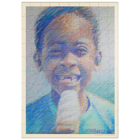 Darstellung des Puzzle Motivs Pastell-Zeichnung: Ice Cream Kid - Puzzleteile: 100