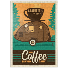 Darstellung des Puzzle-Motivs Bearista Coffee Trailer, Vintage Poster – Puzzleteile: 1000