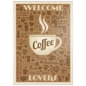 Darstellung des Puzzle Motivs Kaffee-Muster, Vintage Poster - Puzzleteile: 100