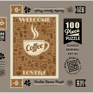 Coffee Pattern Print 100 Puzzle Schachtel 3D Modell