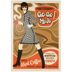Darstellung des Puzzle-Motivs Go-Go Mojo Coffee, Vintage Poster – Puzzleteile: 1000
