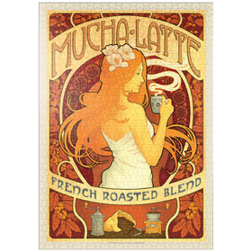 Darstellung des Puzzle-Motivs Milchkaffee-Latte, Vintage Poster – Puzzleteile: 1000