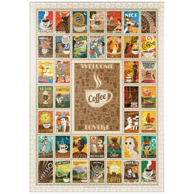 Darstellung des Puzzle-Motivs Coffee Collection, Vintage Poster – Puzzleteile: 1000