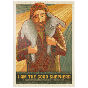 Darstellung des Puzzle-Motivs Jesus: The Good Shepherd, Vintage Poster – Puzzleteile: 1000
