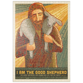 Darstellung des Puzzle Motivs Jesus: The Good Shepherd, Vintage Poster - Puzzleteile: 500