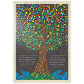 Darstellung des Puzzle-Motivs Baum des Lebens, Vintage Poster – Puzzleteile: 1000