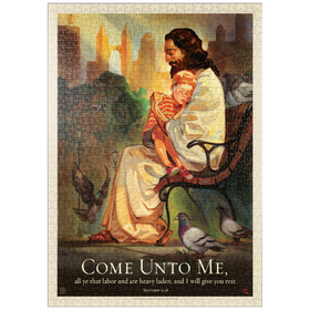 Darstellung des Puzzle Motivs Jesus: Komm zu mir, Vintage Poster - Puzzleteile: 1000