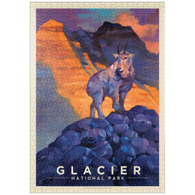 Darstellung des Puzzle Motivs Glacier National Park: Mountain Goat - Puzzleteile: 1000