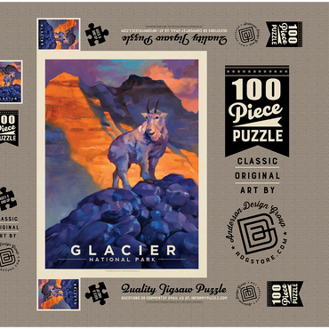 Glacier National Park: Mountain Goat-KC 100 Puzzle Schachtel 3D Modell