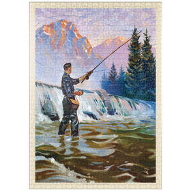 Darstellung des Puzzle Motivs Classic Sportsman: Fliegenfischen, Vintage Poster - Puzzleteile: 1000