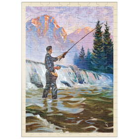 Darstellung des Puzzle Motivs Classic Sportsman: Fliegenfischen, Vintage Poster - Puzzleteile: 200