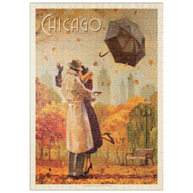 Darstellung des Puzzle-Motivs Chicago: Windy City Kiss, Vintage Poster – Puzzleteile: 500