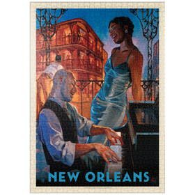 Darstellung des Puzzle Motivs New Orleans: Jazz, Vintage Poster - Puzzleteile: 1000