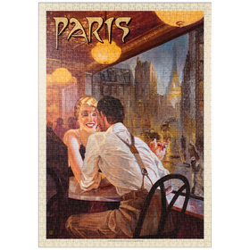 Darstellung des Puzzle Motivs Frankreich: Paris wenn es regnet, Vintage Poster - Puzzleteile: 1000