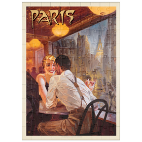 Darstellung des Puzzle-Motivs Frankreich: Paris wenn es regnet, Vintage Poster – Puzzleteile: 100