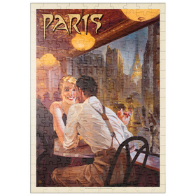 Darstellung des Puzzle Motivs Frankreich: Paris wenn es regnet, Vintage Poster - Puzzleteile: 200