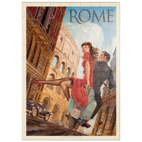 Darstellung des Puzzle-Motivs Italien: Rom mit der Vespa, Vintage Poster – Puzzleteile: 100