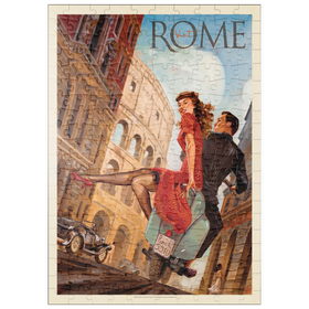 Darstellung des Puzzle Motivs Italien: Rom mit der Vespa, Vintage Poster - Puzzleteile: 200