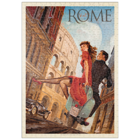Darstellung des Puzzle-Motivs Italien: Rom mit der Vespa, Vintage Poster – Puzzleteile: 500