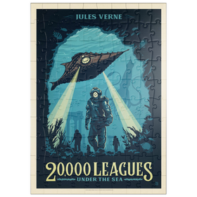 Darstellung des Puzzle Motivs 20.000 Meilen unter dem Meer: Jules Verne, Vintage Poster - Puzzleteile: 100