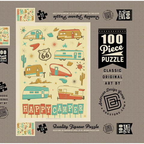 Happy Camper (Trailer Pattern Print) 100 Puzzle Schachtel 3D Modell