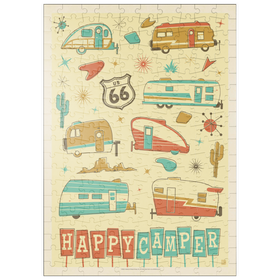 Darstellung des Puzzle Motivs Happy Camper (Anhänger-Musterdruck), Vintage Poster - Puzzleteile: 200