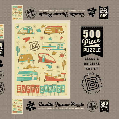 Happy Camper (Trailer Pattern Print) 500 Puzzle Schachtel 3D Modell