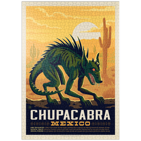 Darstellung des Puzzle-Motivs Mythische Kreaturen: Chupacabra, Vintage Poster – Puzzleteile: 1000