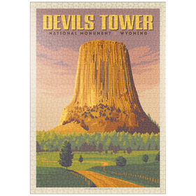 Darstellung des Puzzle-Motivs Devils Tower, WY: Abenddämmerung – Puzzleteile: 1000