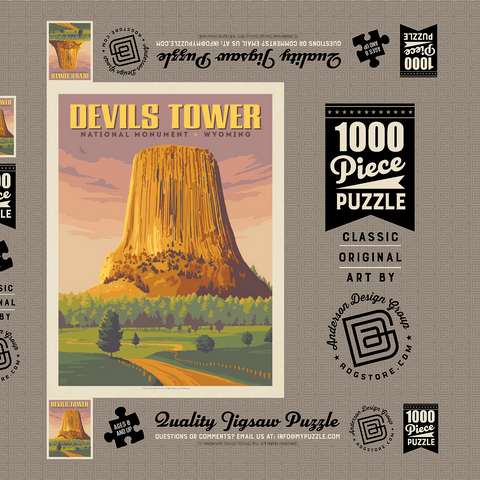 Devils Tower, WY: Dusk 1000 Puzzle Schachtel 3D Modell