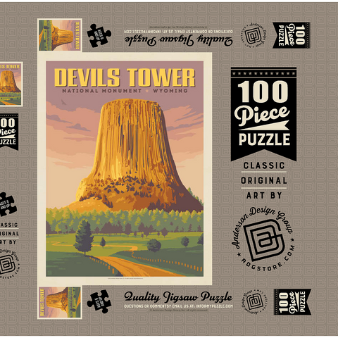 Devils Tower, WY: Dusk 100 Puzzle Schachtel 3D Modell