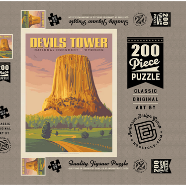 Devils Tower, WY: Dusk 200 Puzzle Schachtel 3D Modell