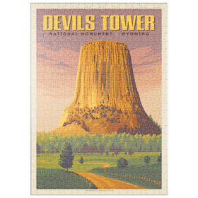 Darstellung des Puzzle-Motivs Devils Tower, WY: Abenddämmerung – Puzzleteile: 500
