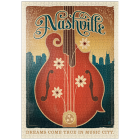 Darstellung des Puzzle-Motivs Dreams Come True In Music City, Nashville, Vintage Poster – Puzzleteile: 1000
