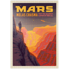 Darstellung des Puzzle-Motivs Mars: Melas Chasma, Vintage Poster – Puzzleteile: 1000