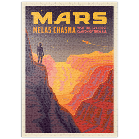 Darstellung des Puzzle Motivs Mars: Melas Chasma, Vintage Poster - Puzzleteile: 500