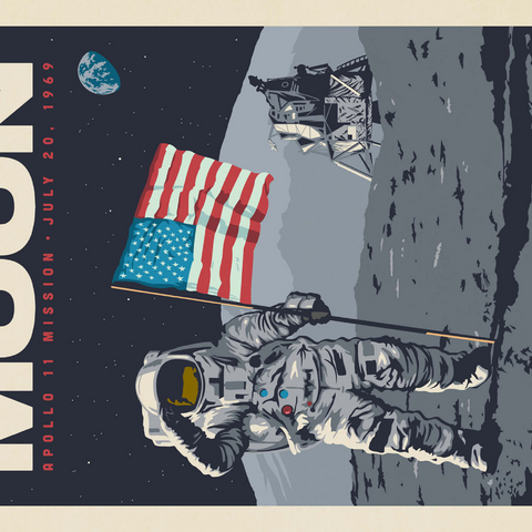 NASA 1969: First Man On The Moon 1000 Puzzle 3D Modell