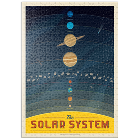 Darstellung des Puzzle Motivs Das Sonnensystem, Vintage Poster - Puzzleteile: 500
