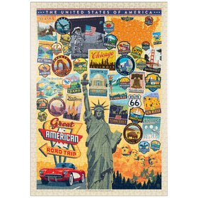 Darstellung des Puzzle-Motivs American Travel: USA Collage – Puzzleteile: 1000