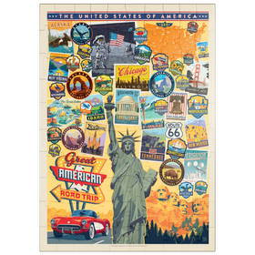 Darstellung des Puzzle-Motivs American Travel: USA Collage – Puzzleteile: 100