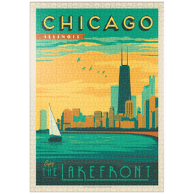 Darstellung des Puzzle-Motivs Chicago: Lakefront, Vintage Poster – Puzzleteile: 1000