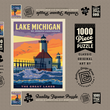 Great Lakes: Lake Michigan 1000 Puzzle Schachtel 3D Modell