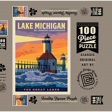 Great Lakes: Lake Michigan 100 Puzzle Schachtel 3D Modell