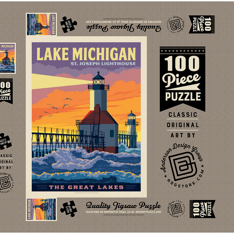 Great Lakes: Lake Michigan 100 Puzzle Schachtel 3D Modell