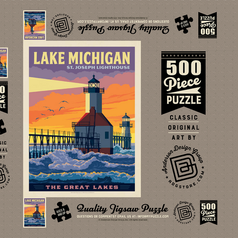 Great Lakes: Lake Michigan 500 Puzzle Schachtel 3D Modell